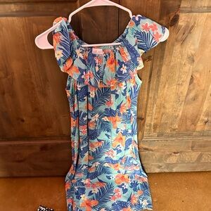 Tropical Floral Off-Shoulder Dress